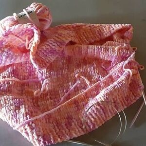 Knitting Project And Needles Set